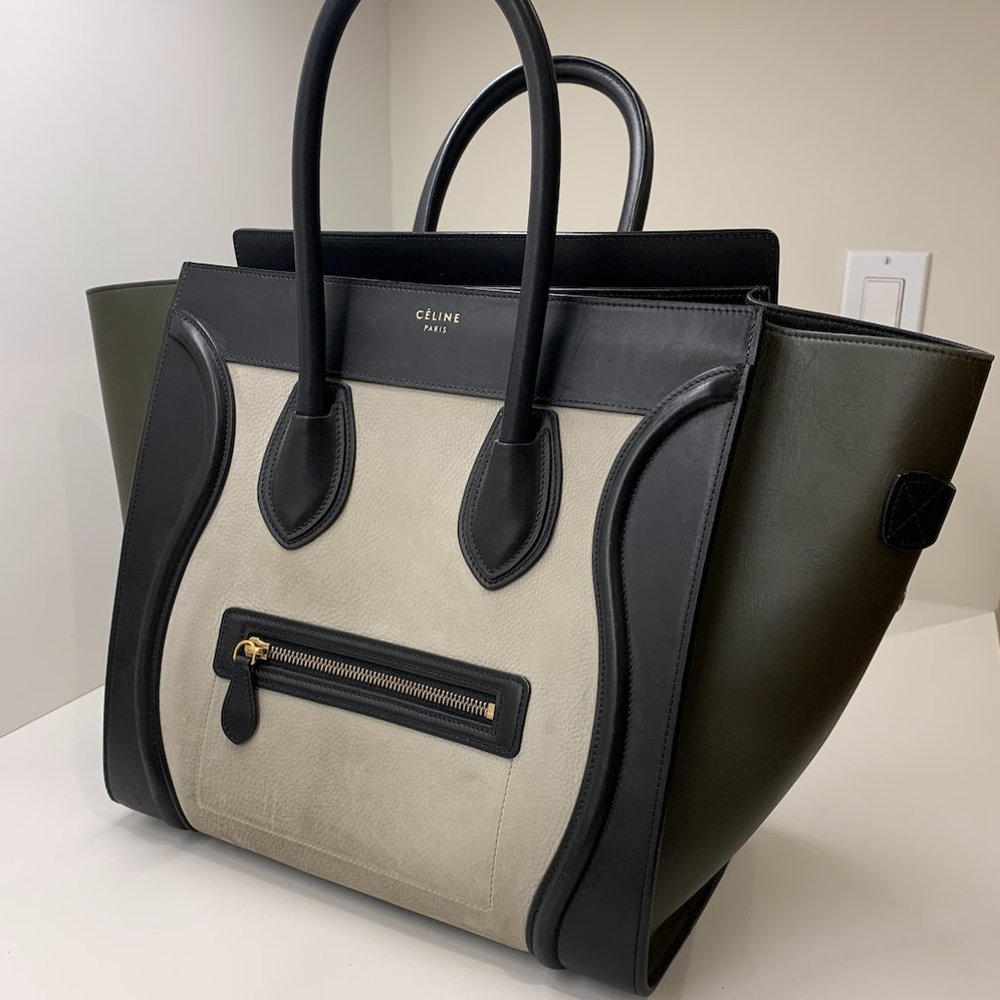 Celine Tri-Color Leather Mini Luggage Tote